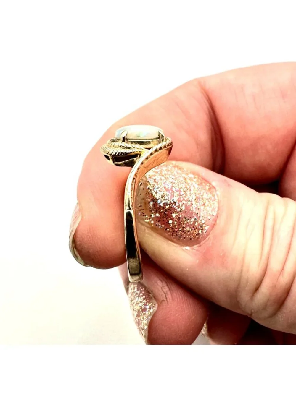 Estate Jewelry Womens Ring 10K Yellow Gold Opal Ring Size 6